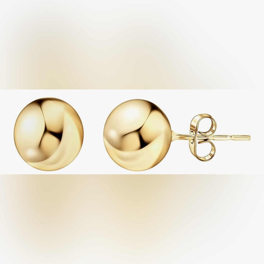 Gorgeous  Nordstrom 14KT dip Shiny  Ball stud  Earrings